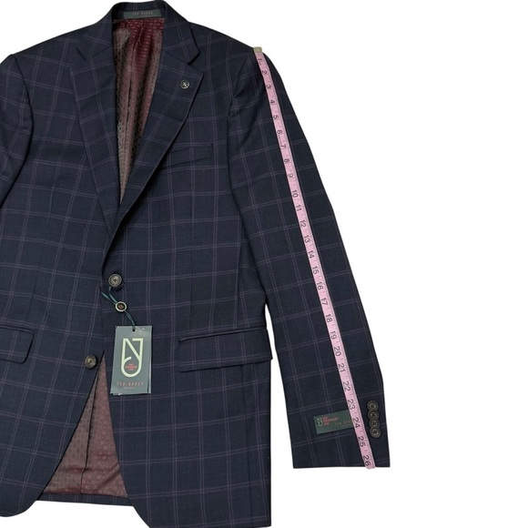 Ted Baker London No Ordinary Joe Jake 100% Wool Suit Navy Windowpane 40Long 34W - Picture 6 of 16